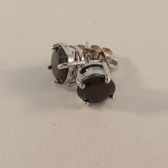 18K Gold Filled Black Onyx Zircon Stud Earrings 9m - Picture 2 of 3